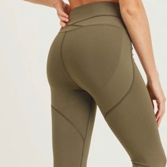 High Rise Butt Lifting Effect Olive Leggings - Picture 2 of 5